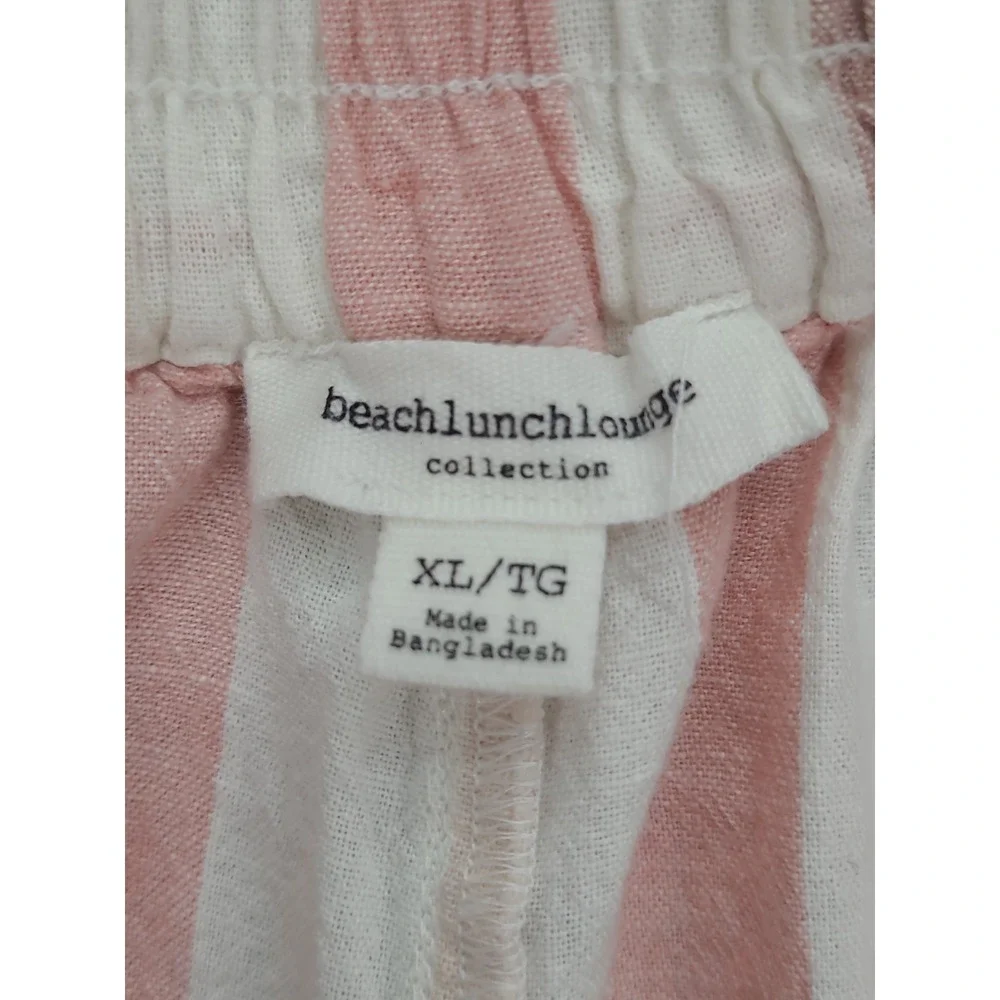 Beach Lunch Lounge Toney Shorts Size XL Linen Blend Stripe Drawstring Elastic‎